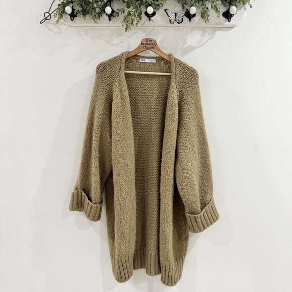 Zara Sweaters - Zara Brown Chunky Oversized Long Cardigan Medium